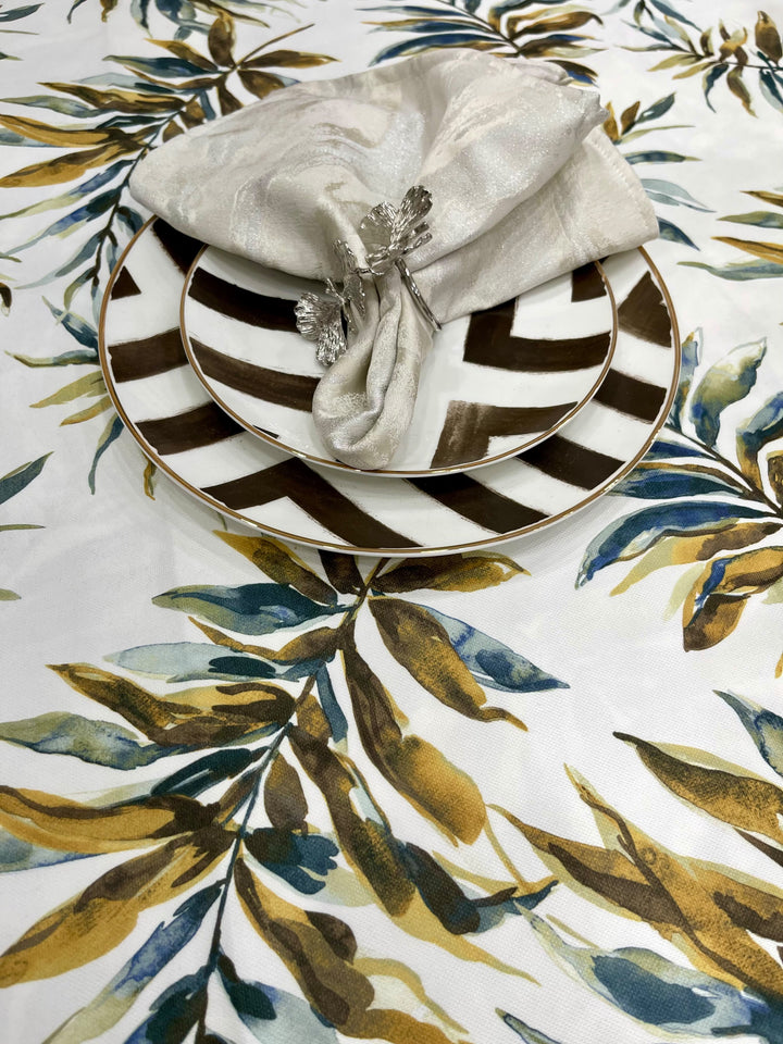 Multicolor Botanical Floral Tablecloth - White Background