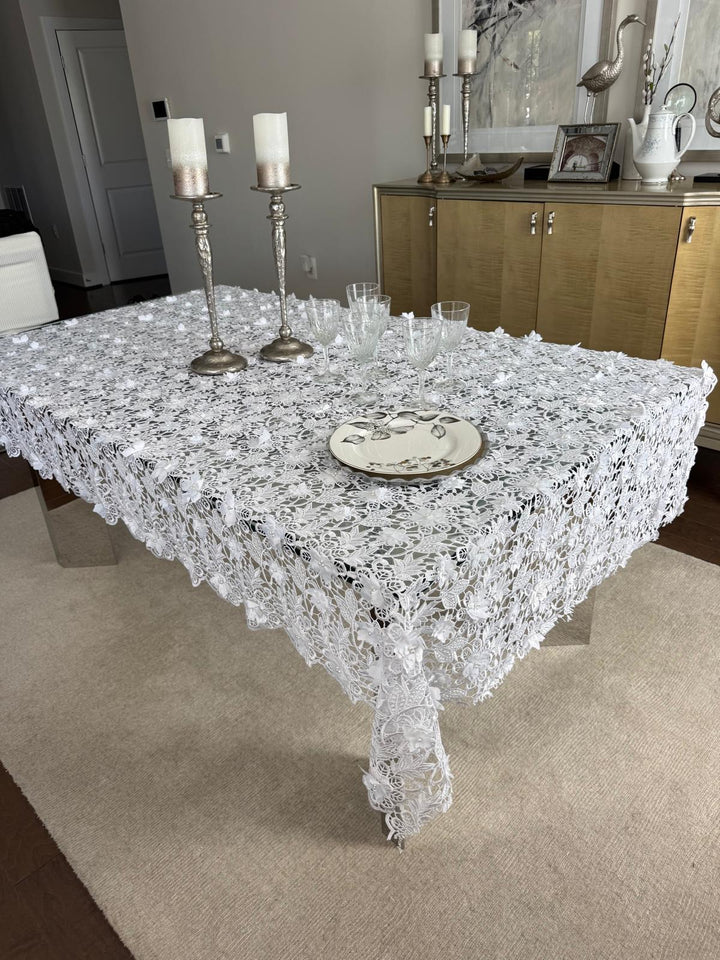 Fiorella White Lace Tablecloth
