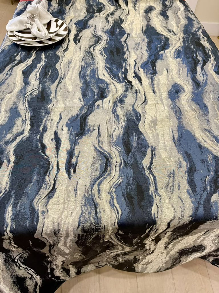 Navy Shades Marble-Effect Tablecloth