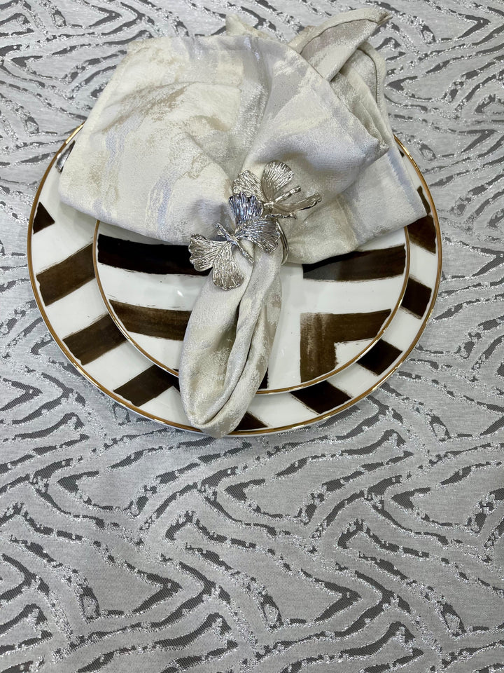 White & Grey Abstract Jacquard Tablecloth – Seamless